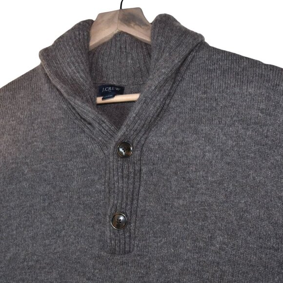 J.Crew Wool Blend Shawl Collar Sweater Men's Large Brown Cozy Minimalist Preppy - Picture 3 of 9